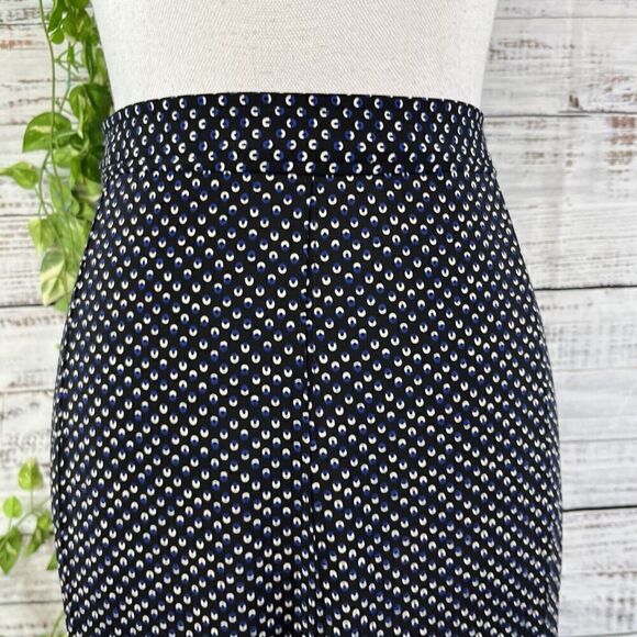 Talbots Skirt size 16 Pet Black Blue Polka Dots Slinky Above Knee Flared Stretch - Picture 6 of 13